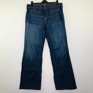 Ariat Denim Women's 34L Trouser Jeans Wide Leg Dark Wash Whiskered NWOT